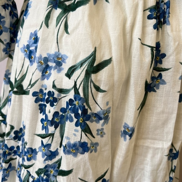 ESPECIA MAXI DRESS M FLORAL COTTON SMOCKED OFF SHOULDER SLEEVES SUMMER FEMININE - Picture 8 of 13